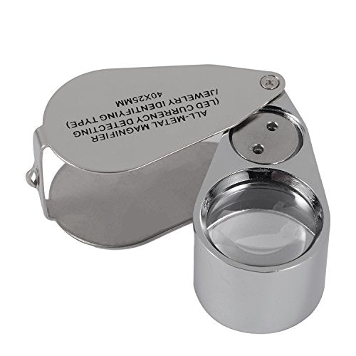 thumbnail interactive-video image 1 of 10 Pack 40X Full Metal Illuminated Jewelry Loop Magnifier, XYK Pocket Folding Magnifying Glass Jewelers Eye Loupe With Led Led Currency Detecting Jewelry Identifying 1 of 13