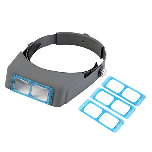 Headband Magnifier Visor Double Lens, YTOM Head Mounted Magnifier Jewelers Jewelry Visor Opitcal Glass Binocular Magnifier with Lens - 1.5X 2X 2.5X 3.5X Magnification