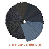 42 Pcs Wet Dry Sandpaper 120 to 3000 Grit Assortment 9 3.6 Inches Abrasive Paper Sheets for Automotive Sanding Wood Furniture Finishing