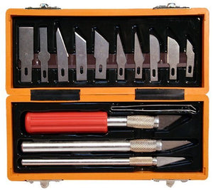 17 Piece Hobby Craft Utility Knife Set In ABS Plastic Storage Case