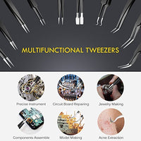 Precision Tweezers Set, ElleSye 10 PCS ESD Tweezer Set, Anti-Static Stainless Steel Tweezers Kit Curved Tweezers for Craft, Jewelry, Electronics, Laboratory Work