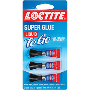 Loctite Super Glue Liquid To Go, Clear, 3 - 0.03 Ounce Squeeze Tubes (1734231)